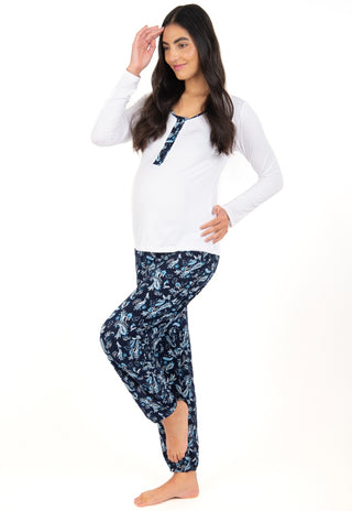 Pijama Maternal y Lactancia Valentina Azul