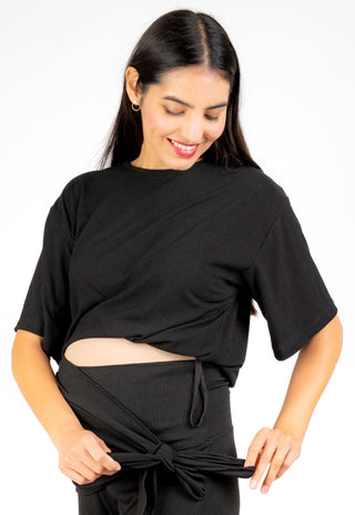 Polera Fran Negro Maternal con Reguladores de Largo