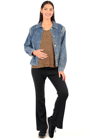 Polera Doble Barbara Zigzag Maternal y Lactancia Manga Corta