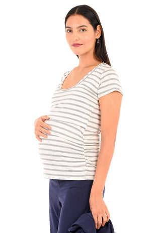 Polera Carmen Listada Maternal y Lactancia Modal Suave