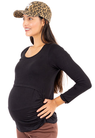 Polera Maternal y Lactancia Carmen Manga Larga Negro