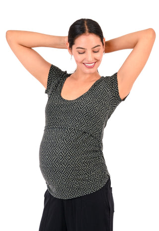 Polera Carmen Zigzag Maternal y Lactancia Manga Corta