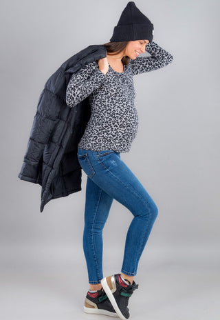 Polera Maternal y Lactancia Ines Animal Gris