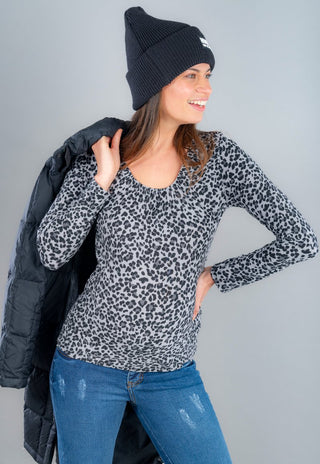 Polera Maternal y Lactancia Ines Animal Gris