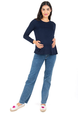 Jeans Maternal Recto Azul