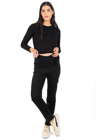 Jeans Maternal Cropped Negro