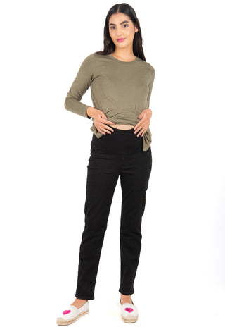 Jeans Maternal Cropped Negro