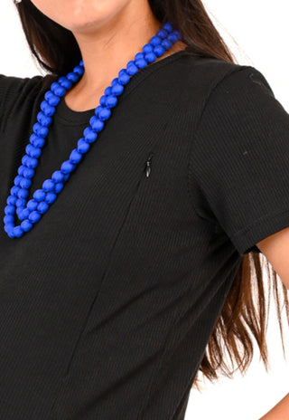 Polera Mia Negro Maternal y Lactancia Cierres Manga Corta