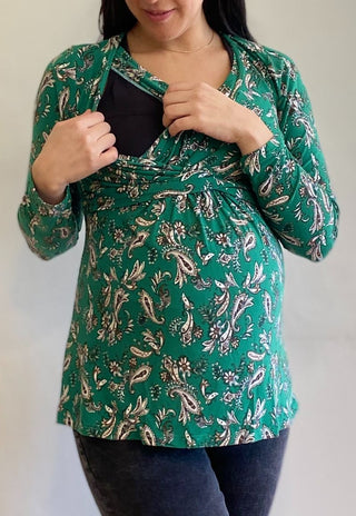 Polera Maternal y Lactancia Paz Verde
