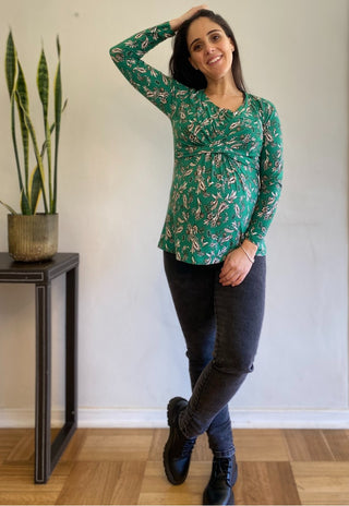 Polera Maternal y Lactancia Paz Verde