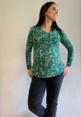 Polera Maternal y Lactancia Paz Verde