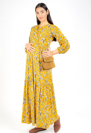 Vestido Juana Mostaza Maternal y Lactancia Apertura Upper Cross