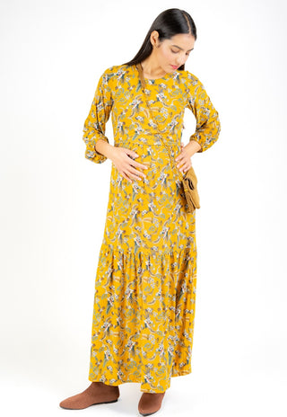 Vestido Juana Mostaza Maternal y Lactancia Apertura Upper Cross