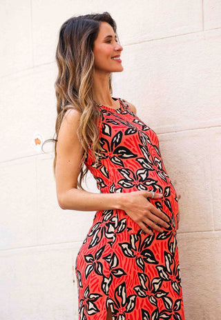 Vestido Maternal y Lactancia Julieta Rojo