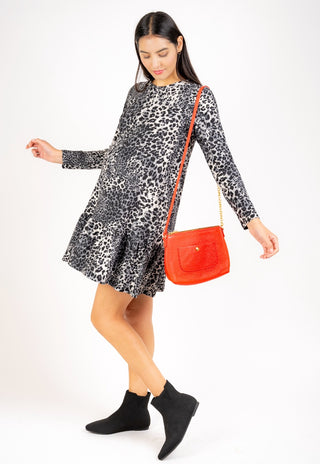 Vestido Maite Animal Gris Maternal y Lactancia Cierre Invisible