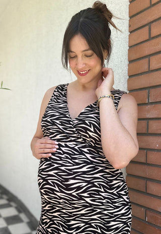 Vestido Maternal y Lactancia Mariela Zebra Negro