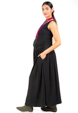 Vestido Sofi Negro Pre Natal y Lactancia Broches en Hombro