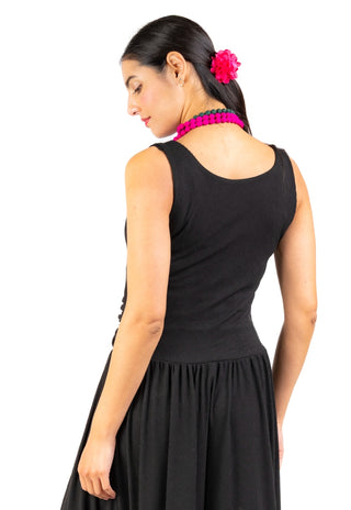 Vestido Sofi Negro Pre Natal y Lactancia Broches en Hombro
