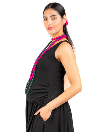Vestido Sofi Negro Pre Natal y Lactancia Broches en Hombro