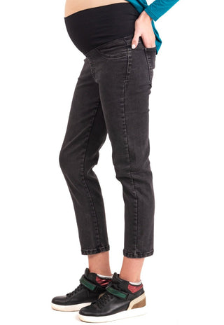 Jeans Maternal Cropped Gris Oscuro - Madremia