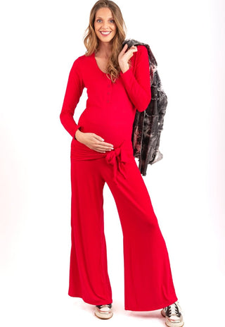 Pantalon Palazzo Maternal Maura Rojo - Madremia