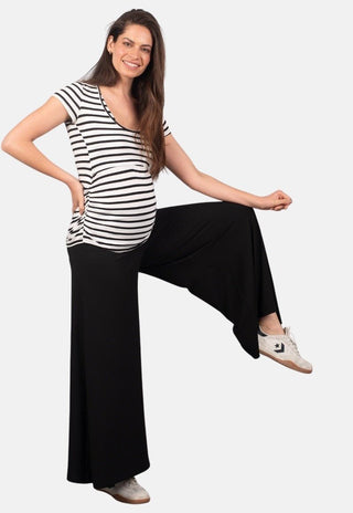 Polera Maternal y Lactancia Carmen Listada Negro - Madremia
