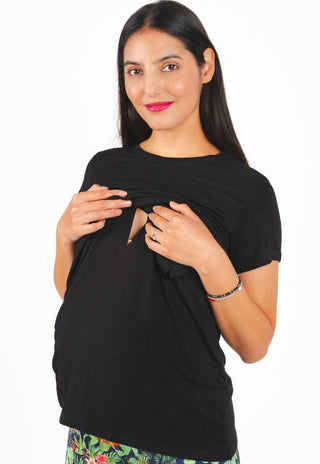 Polera Maternal y Lactancia Maria Negro - Madremia