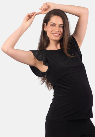 Polera Maternal y Lactancia Moni Negro Drops - Madremia