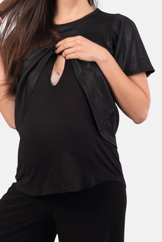 Polera Maternal y Lactancia Pia Negro Night - Madremia