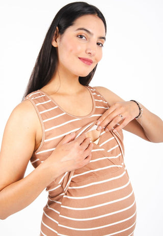 Vestido Maternal y Lactancia Coni Café - Madremia