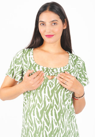 Vestido Trini Estampado Maternal y Lactancia Manga Vuelo - Madremia