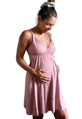 Camisa de Dormir Maternal y Lactancia Fernanda Rosa