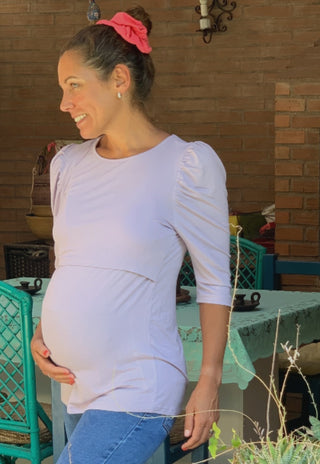 Polera Maternal y Lactancia Florencia Lila