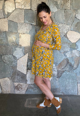 Vestido Maternal y Lactancia Lupe Mostaza
