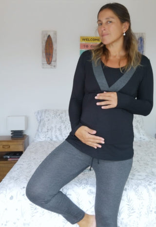 Pijama Maternal y Lactancia Alicia Negro