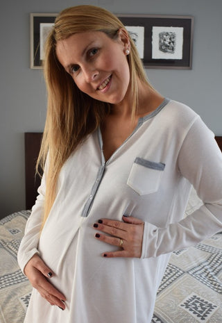 Camisa de Dormir Maternal y Lactancia Amaranta Crudo