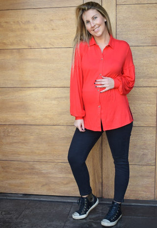 Polera camisera Maternal y Lactancia Dani Rojo