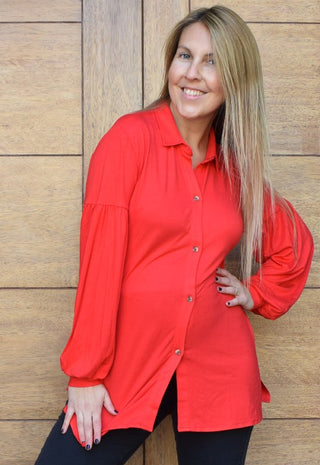 Polera camisera Maternal y Lactancia Dani Rojo