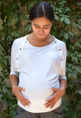 Polera Maternal y Lactancia Emilia Blanca