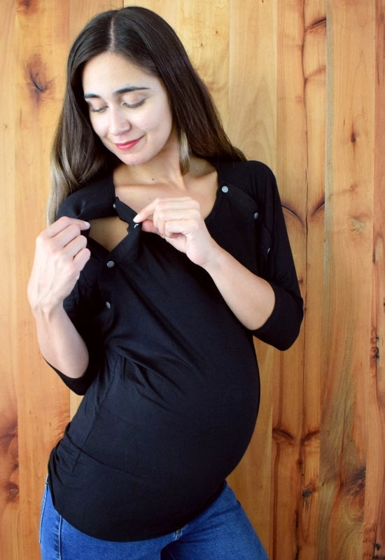 Polera Maternal y Lactancia Emilia Negra