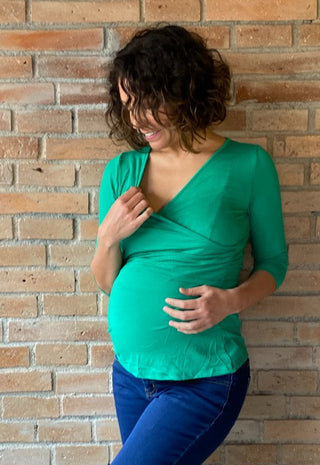 Polera Maternal y Lactancia Ingrid Verde