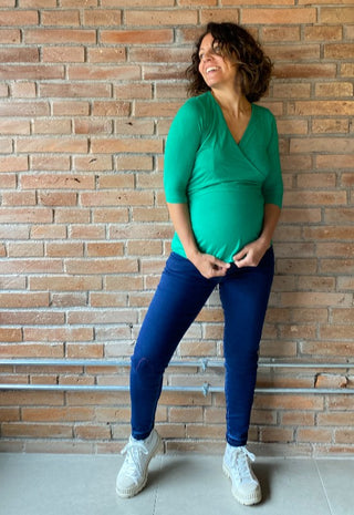 Polera Maternal y Lactancia Ingrid Verde