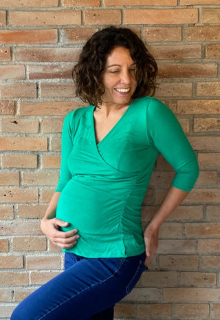 Polera Maternal y Lactancia Ingrid Verde
