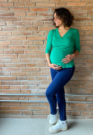 Polera Maternal y Lactancia Ingrid Verde