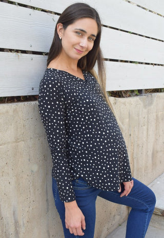 Polera Maternal y Lactancia Mia Estampado Negro