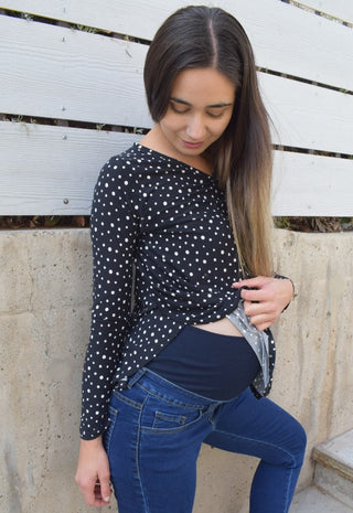 Polera Maternal y Lactancia Mia Estampado Negro