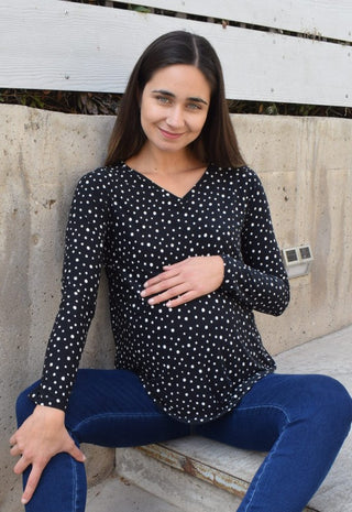 Polera Maternal y Lactancia Mia Estampado Negro