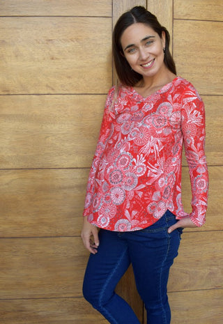 Polera Maternal y Lactancia Mia Estampado Rojo