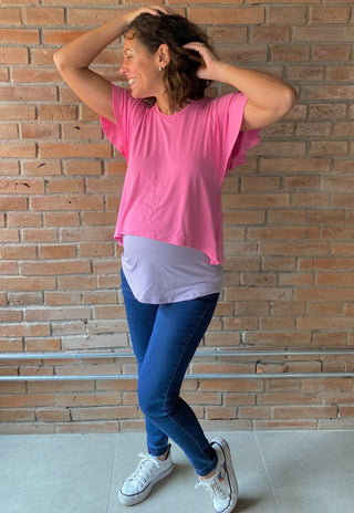 Polera Maternal y Lactancia Pia Fucsia/Lila