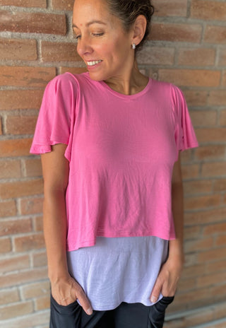 Polera Maternal y Lactancia Pia Fucsia/Lila
